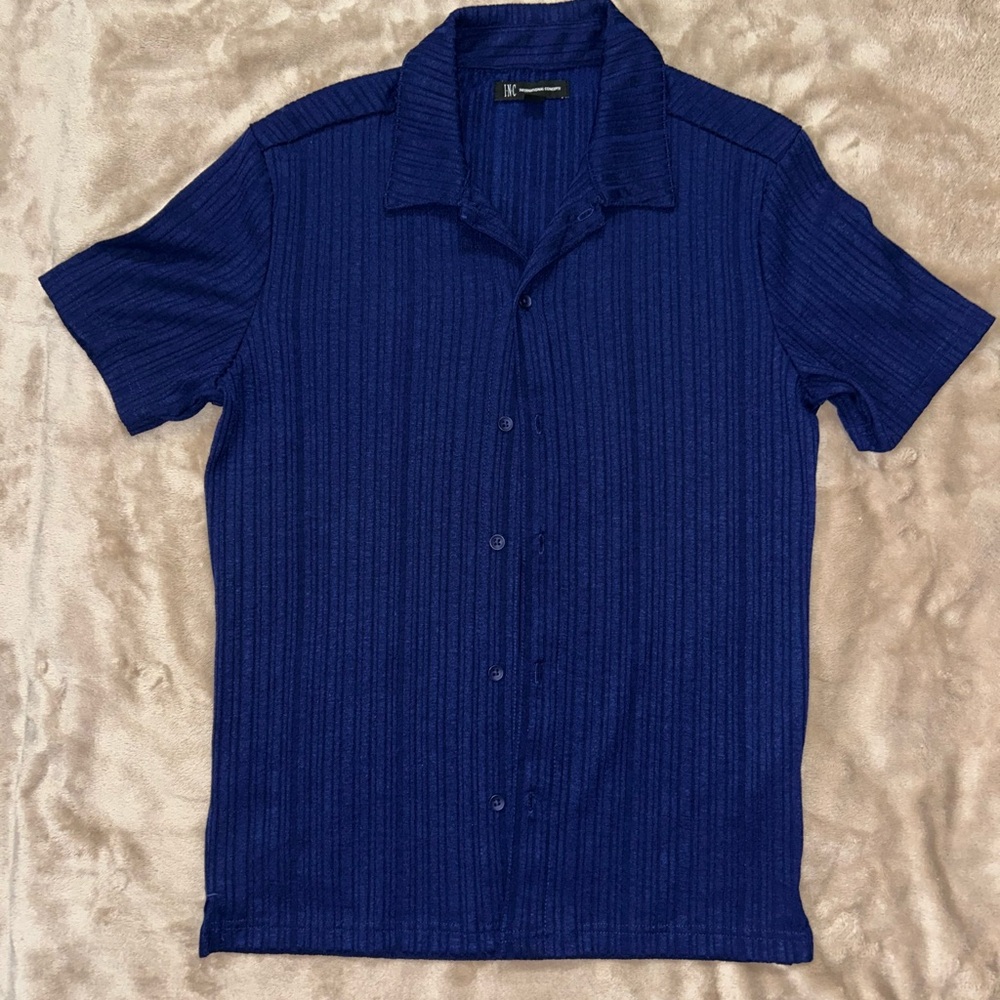 INC Short Sleeve Button Up | Blue | XS